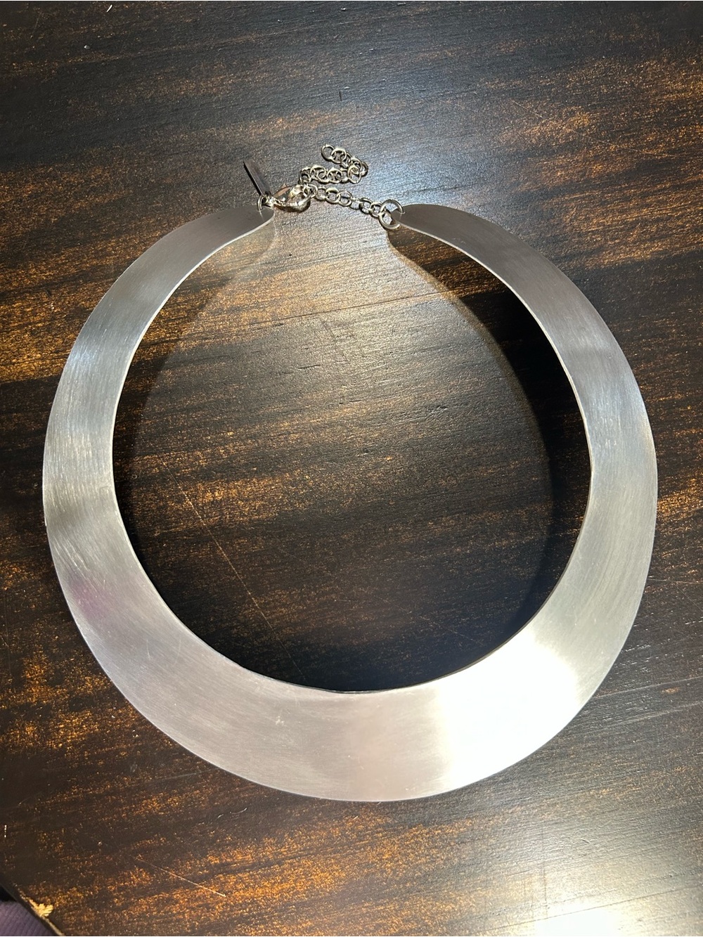 90’s vintage Brushed Silver Collar Necklace and bracelet set -  Jewelry Necklace - Picture 2 of 10